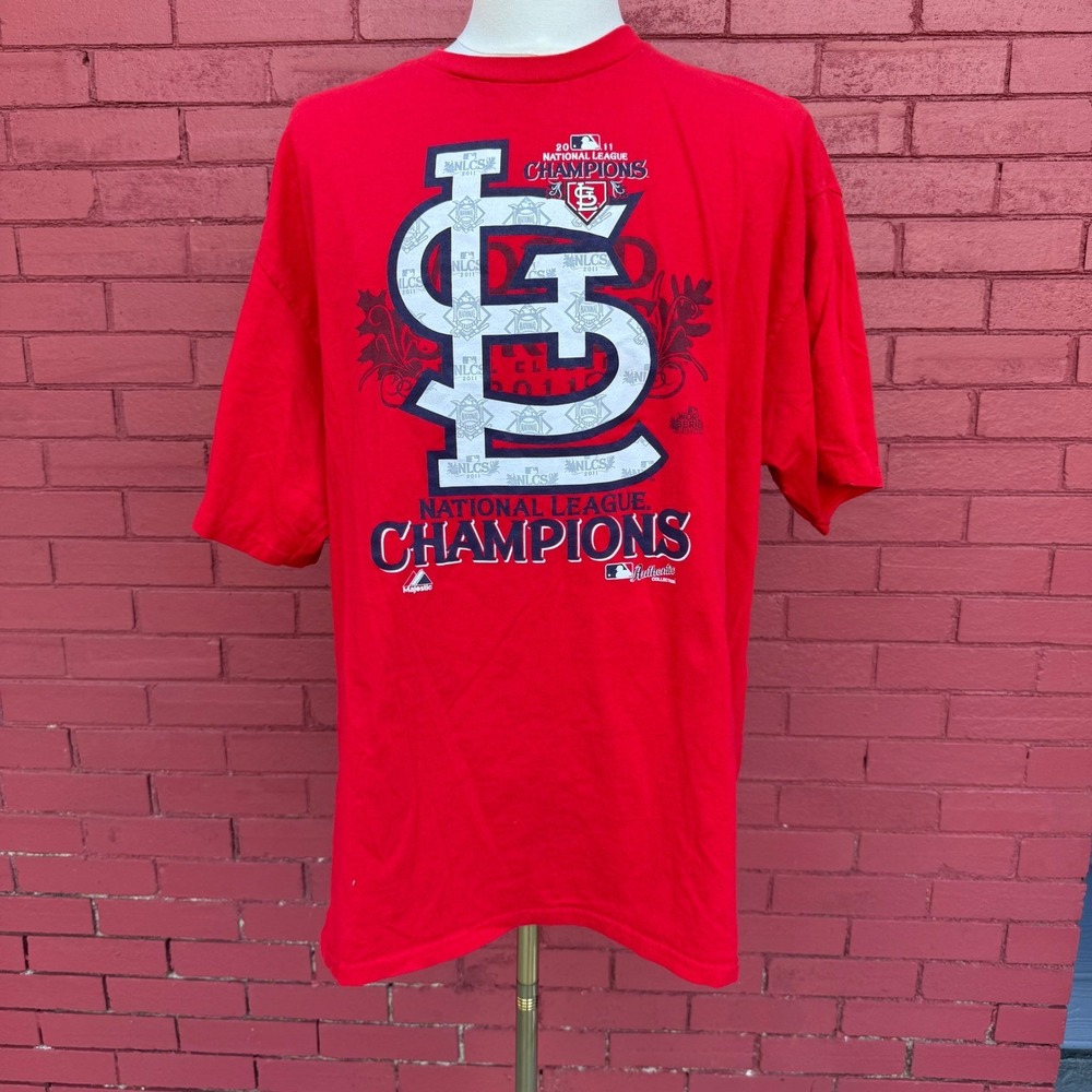St Louis Cardinals 2011 National League Champions Majestic Mens Shirt 2XL Red